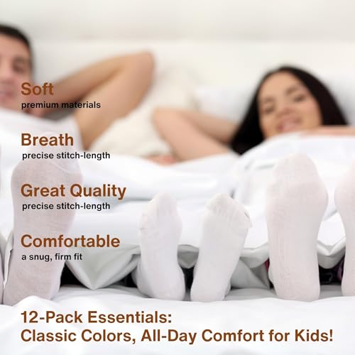Kids Socks 12 Pairs Boys Girls Athletic Crew Ankle Socks for Children for Ages 1-13 Breathable Fit for Daily Wear2