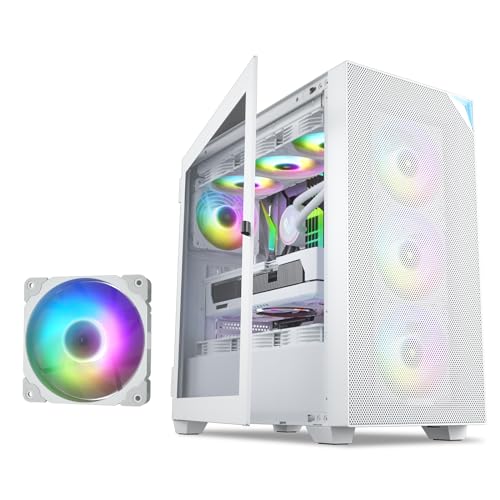 VETROO AL800 Full Tower PC Computer Case Customization ARGB & PWM Fans w/Door Opening Design Tempered Glass, E-ATX/ATX Support, Built-in ARGB LED Strip, Support for 40 Series GPUs -White