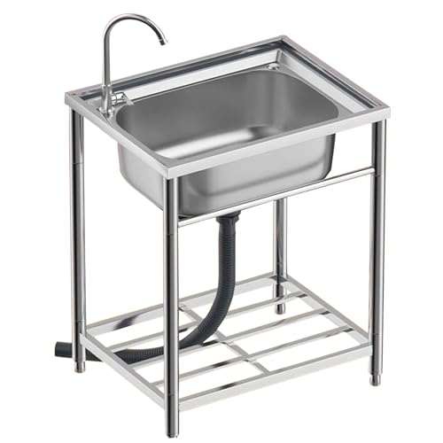 Évier simple en acier inoxydable avec robinet mitigeur pour restaurant
