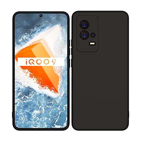 Image of Kapa Matte Lens Protective Back Cover for Vivo IQOO 9, Slim Silicone with Soft Lining Shockproof Flexible Full Body Bumper Case (Black)