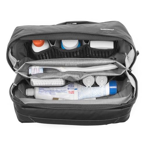 Image of Peak Design Wash Pouch, Black, Weatherproof Travel Toiletry Bag, Upright or Hanging Dopp Kit with Pockets, Magnetic Toothbrush Pocket, Wide UltraZip Opening, Toiletry Bag for Men and Women
