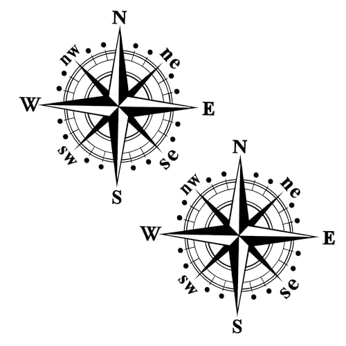 Image of 2 PCS Compass Car Stickers Compass Shaped Car Decal Decorative Sticker Car Sticker for Car Truck SUV Off-Road Vehicles (Black)
