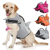 Dog Life Jacket - Pet Safety Vest with Reflective Stripes for Swimming and Boating, Shark Float Coat