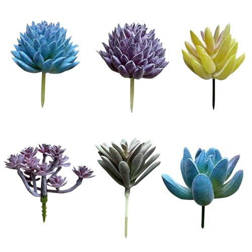 LUXARAPY Artificial Succulents 5-6 Pack, Realistic Fake Plants Unpotted with