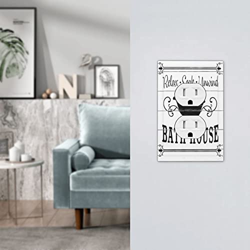 Bath House Bathroom Signs Outlet Cover Wall Plate Decorative 1 Gang Duplex Light Switch Covers Electrical Receptacle Faceplate Home Decor Wall Socket Panel 5 X 3 In #TOP6