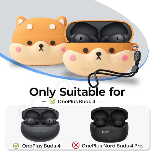 Image of Soft Silicone Case Cover Compatible for OnePlus Buds 4 (Shiba, Lanyard)