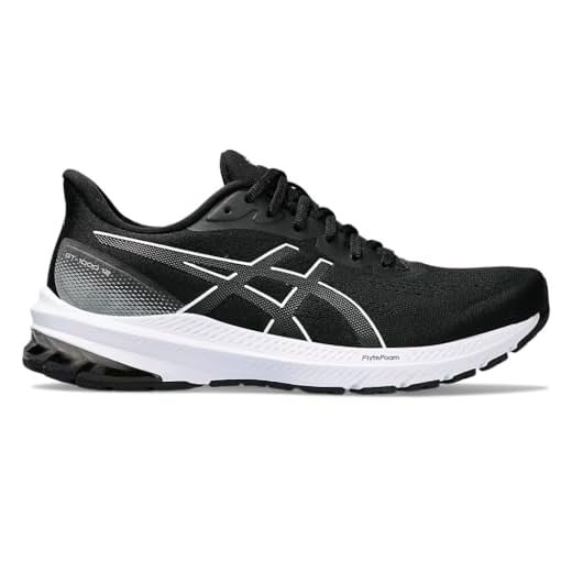 ASICS Tênis de corrida feminino GT-1000 12, Preto/branco, 34