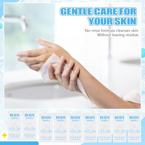 Image of Mindsoft 500 Pcs Large Body Wipes Bulk, 7.09 inch x 9.84 inch,Individually Wrapped Body Wipes No Rinse Wet Wipe Adult Disposable Bodies Shower Wipe for Homeless Care Package Supplies Men Women Items