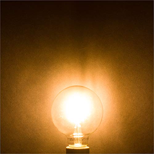 Simba Lighting Led Edison Vintage Vanity Globe Filament G25 (G80) 6W Dimmable 60W Equivalent (6 Pack) 120V Light Bulb For Bathroom Makeup Mirror, Medium E26 Base, Ce, Rohs Compliant, Warm White 2700K #TOP7