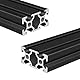 Coavoo AluProfil 2040 Alu Profil 200mm T Typ Schwarz Aluminium Profile 20x40 Europäischer Standard Eloxierte Linearschiene Extrusion 2 Stück, für DIY 3D Drucker und CNC