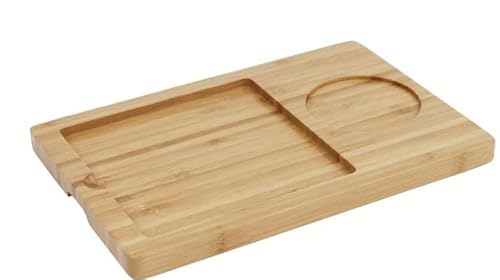 B BALSAT Base para aperitivos de bambú con compartimento para salsa | Con registro sanitario | 240x160x15 mm.