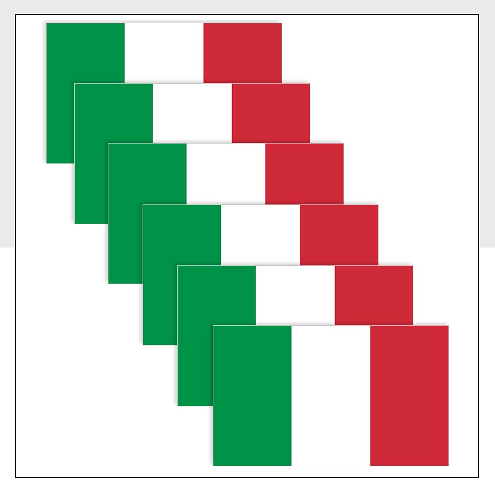Packwith Green, White, Red Italian Flag Bike Stickers Pack Of 6 (50Mm X 33Mm) Waterproof Ita Flag Labels For Van Laptop Helmet Packwith® #P1060