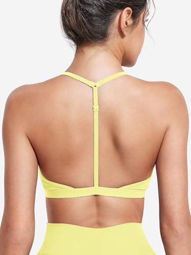 Image of YEOREO CoreFlex Sports Bras for Women Strappy Padded Halter Open Back Light Impact Deep V Neck Yoga Workout Gym Tops