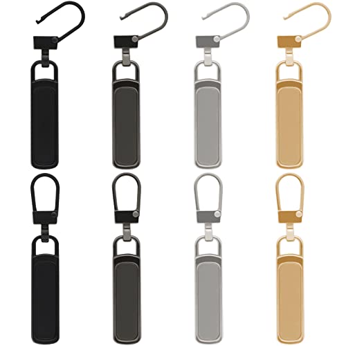Zipper Pull Replacement for Small Holes, Detachable Tiny Zipper Replacement Slider for Luggage Jackets Backpacks Boots Purse Coat Pants(Silver, Black, Gold, Gun Black/8 Pack)