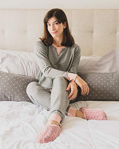 Memoi Classic Cable Knit Chenille Non-Skid Slipper Pink M-L #TOP7