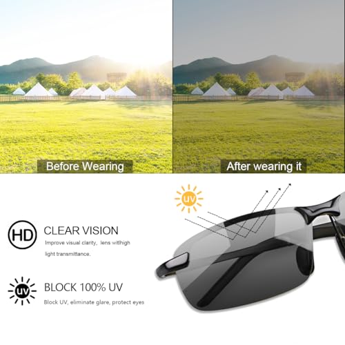 Image of YIMI Men's Semi-Rimless Sunglasses (Pack of 1)