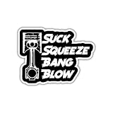 Suck Squeeze Bang Blow Sticker with Piston Graphic, Engine Lover Decal for Car, Laptop, Toolbox