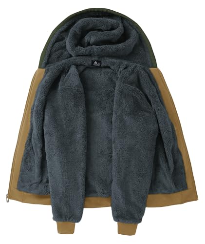 GEEK LIGHTING Mens Fleece Hoodies Zip Up Color Block Thick Winter Hooded Sweatshirt2