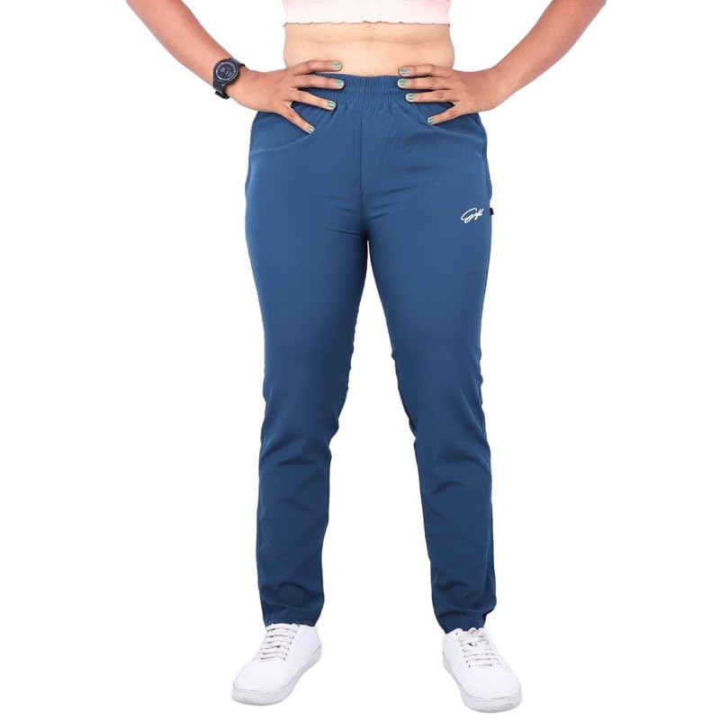 Image of Go-Fit Women Zip Pocket Synthetic Dry-Fit Gym Casual Lower Joggers Trackpant Sports Pant | Multicolors