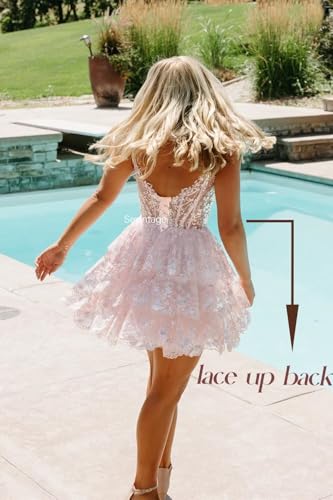 Sevintage Off Shoulder Lace Sparkly Tulle Homecoming Dress Short 2025 Corset Tiered Formal Party Gown2