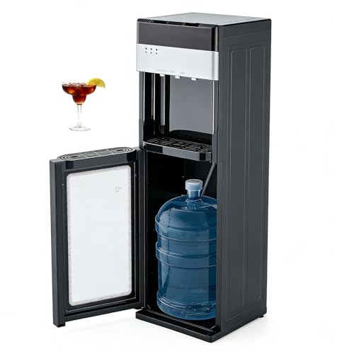 EXSHUING Water Cooler Dispenser Bottom Loading, Hot Cold Water Dispenser with 3 Temperature Setti-ngs (Hot/Room/Cold), Child Lock Protection, 304 Stainless Steel Tank, an-Ti-Dry Burn, Quiet Operation