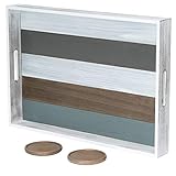 Large serving tray with handles - 20”x14’’ large rustic wooden serving tray, Serving tray,...