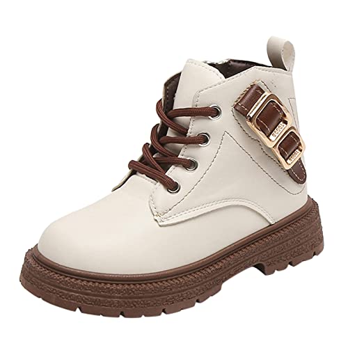 Children Boot Fashion Autumn and Winter Girls Boots Thick Bottom Flat Bottom Round Size 11 Toddler Girl Boots Beige