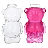 PRETYZOOM 2 Pcs Bear Shaped Cocktail Glasses, Creative Transparent Glassware for Wine, Juice, Coffee, Tea, Milk, Hot Chocolate, Home Bar, Kitchen, Restaurant, Party