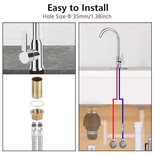 Wasserhahn Küche Wasserhahn Küchenwasserhahn Spüle Küchenamatur Mischbatterie Küche Armatur Küche Spültischarmatur spültischarmaturen Küchenbatterie in Silber Edelstahl Faucet G3/8’’