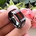 TUTISS 8mm Black Tungsten Rings for Men Women Red Flowing Sand Inlay Fashion Engagement Promise Wedding Band Beveled Polished Shiny Comfort Fit Size 9.5