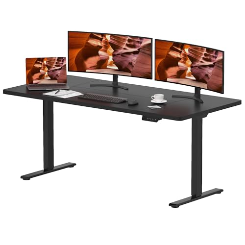 Image of Dual Motor Standing Desk, Large Stand Up Desk, 63x28 Inches Electric Sit Stand Desks, 4 Memory Preset Adjustable Height Desks Home Office Desks(Black)