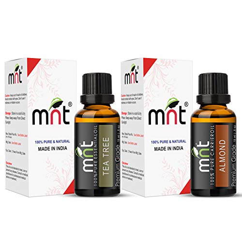 Image of MNT Combo of Tea tree Oil and Almond Oil For Hair Growth, Skin care (Each 15ML) - 100% Pure Natural Oil