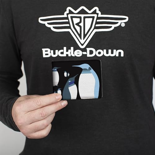 Buckle-Down Men's Wallet, Bifold, Emperor Penguins Gray Blues, Vegan Leather, Multi, 4.0" x 3.5"3