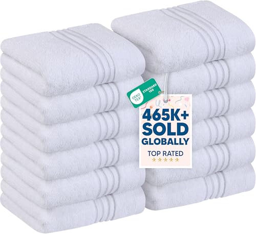 Utopia Towels 12 Pack Premium Wash Cloths Set, 12 by 12 Inches, 100% Cotton Ring Spun, Highly Absorbent and Soft Feel Washcloths for Bathroom, Spa, Gym, and Face, White