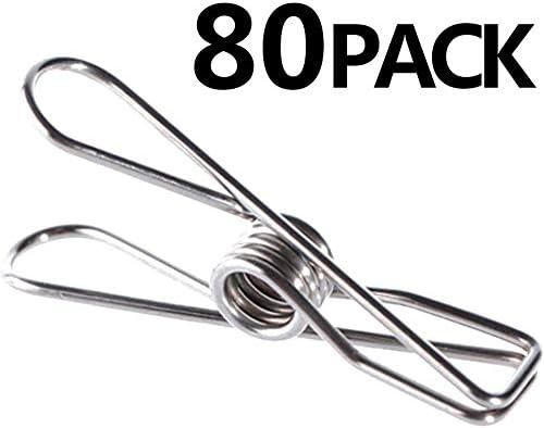 Clothes pins Clothespins 80 Pack,Multi-Purpose Stainless Steel Wire,Cord Clothes Pins Utility Clips,Hooks for Home/Office