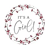 Andaz Press Winter Snowy Woodland Forest Watercolor Baby Shower Party Collection, Round Circle Gift Tags, It's a Girl!, 24-Pack, Winter Baby Shower Favor Labels