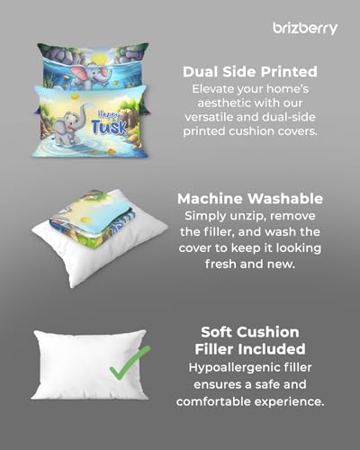 Image of Brizberry Kids Pillow Cushion with Super Soft Fabric | Animal & Cartoon Prints | 12x18 inches (Design 2)