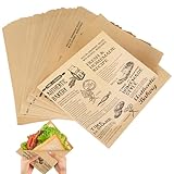 Binlava 160 Stk Burgerpapier, 15x15cm Backpapier Zeitungsoptik, Wasserdicht und Öl Käsepapier, Burger Tüten, Vintage Deli Papierblätter für Burger, Sandwiches, Pommes, Snacks, Takeaway & Bäckerei