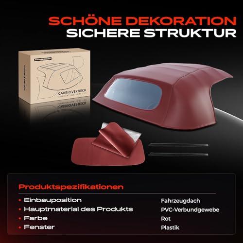 Frankberg Cabrioverdeck Softtop Verdeckbezug Rot Kompatibel mit Boxster 986 2.7L-3.2L Benzin 1996-2002 Replace# PBl3003