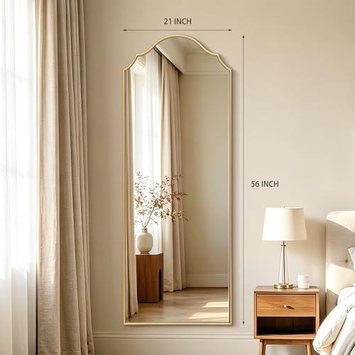 Besdomus Scalloped Full Length Mirror: 21"x56" Gold Arched Floor Mirror by Besdomus - Used condition - Image 4
