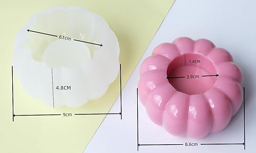 Miniatura 9 de Juego de 4 moldes de silicona para tarros de velas, frascos y botellas con tapas, moldes redondos a rayas para hacer yeso epoxi UV, caja de