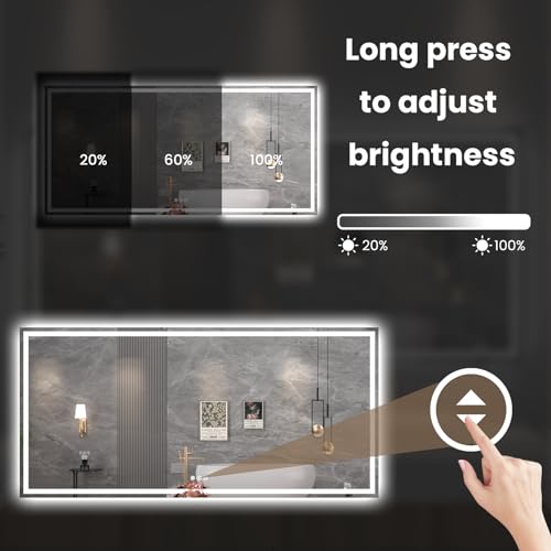88"X38" LED Bathroom Mirror with Front Lights and Backlit, Anti-Fog, Dimmable, Shatter-Proof Tempered Glass, Lighted Bathroom Vanity Mirror for Wall with 3 Colors, Memory Function