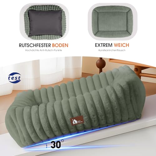 Upvilla Luxusweicher Hundekorb, Super Weiches hundebett Grosse Hunde, 4-seitiges Nackenkissen, Abnehmbare Waschbare Hundematte, Hundesofa mit Griffen, Haustierbett (Dunkelgrau, 109 * 76 * 20cm)
