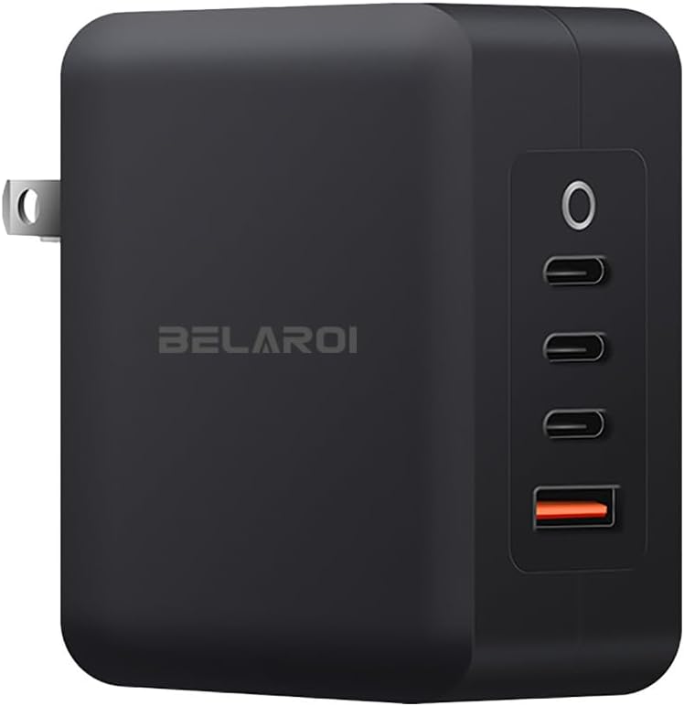 BELAROI 140W USB C Wall Charger Block, PD 3.1,4-Port GaN Fast Charger, 140W Foldable High Power Fast Charging Brick, for iPhone,iPad and MacBook Pro/Air,Samsung Galaxy(Black)