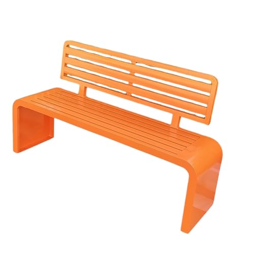 Banc d'extérieur avec dossier en métal antirouille jaune de 39,3" pour parc