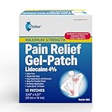 Globe -15 Pack - Maximum Strength OTC Pain Relief 4% Lidocaine Patch, 3.9” x 5.5”, Temporary Relief of Pain, Back, Neck, Shoulders, Knees, Elbows, Minor Skin Irritations 15-Count Box