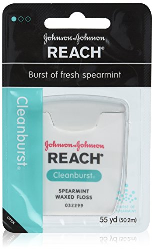 REACH Cleanburst Waxed Dental Floss, Spearmint 55 Yards (Pack of 6)