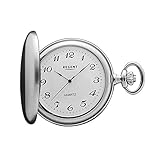Metall verchromt Regent - Taschenuhr - Quarz - Silber - Arabische Ziffern - P21
