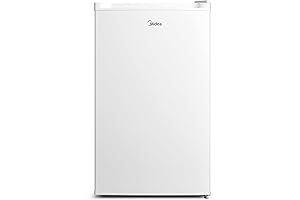 Midea WHS-109FW1 Upright Garage Freezer with 3 Cubic Feet Capacity and Convenient Interior Design