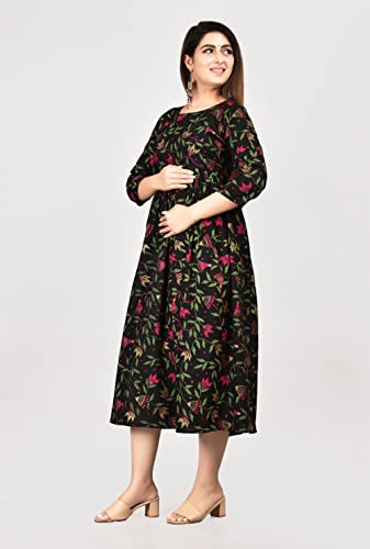 Image of Dhruvi Women's Rayon Anarkali Maternity Dress & Feeding Kurti with Zippers